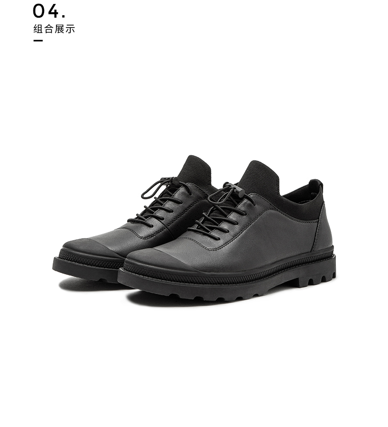 热风hotwind新款潮流时尚男士休闲皮鞋低跟圆头单鞋h44m8318