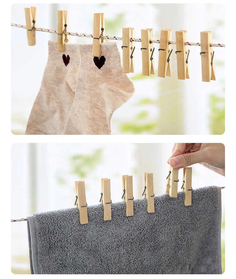 云蕾竹夹子晾衣夹家用强力木夹子晒被夹小夹子衣服夹子防风大棚夹20只