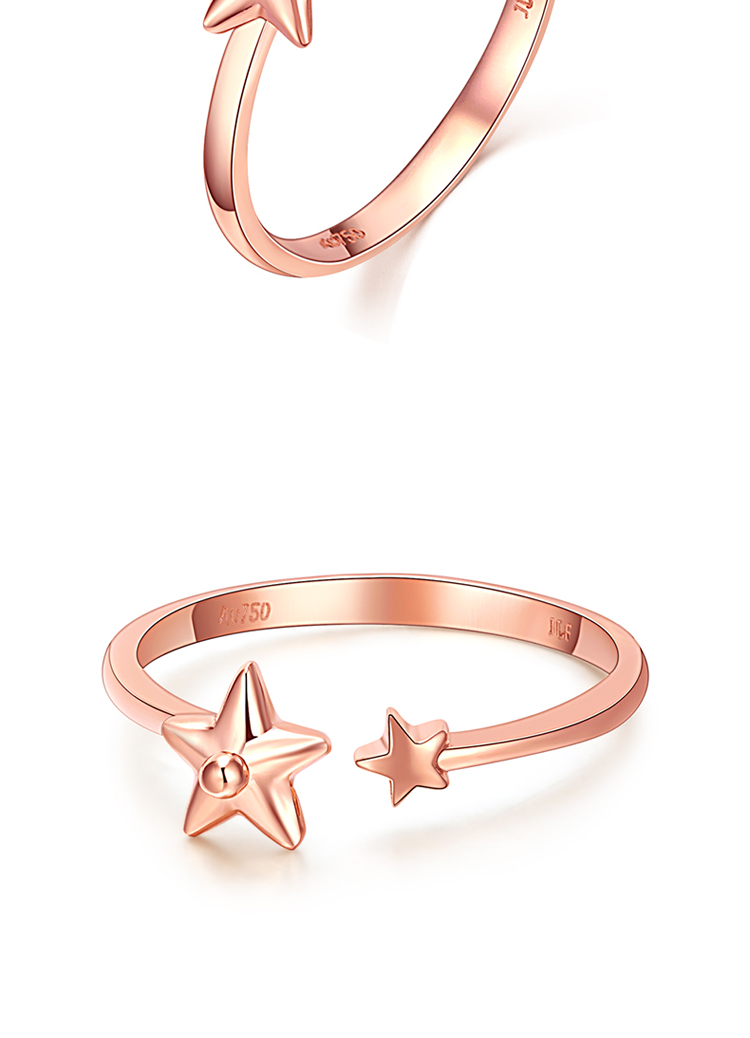 金利福珠宝18k金戒指玫瑰金星星相惜k金戒指k1231