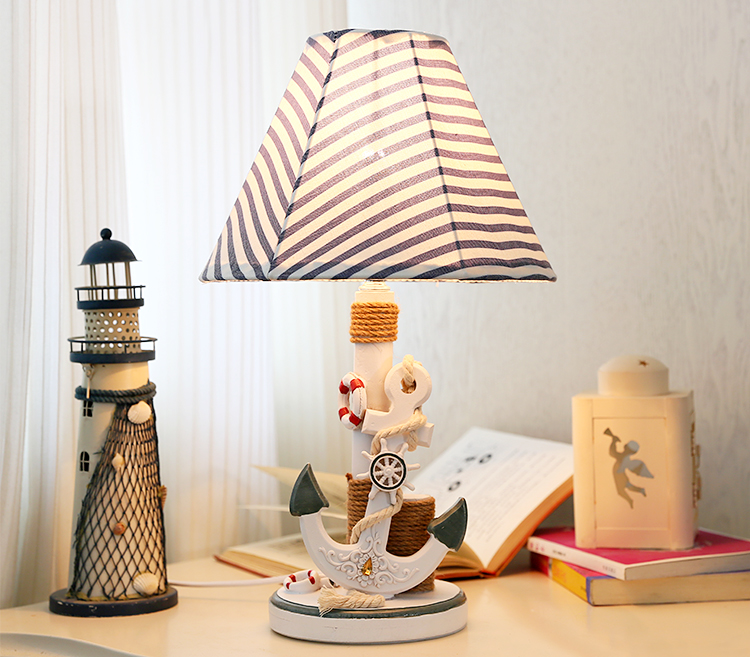 地中海风格台灯卧室床头客厅创意个性房礼物装饰书房小夜灯船锚含5瓦