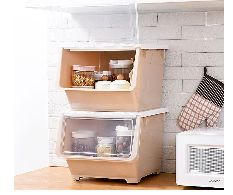 前开式玩具收纳箱塑料透明厨房储物箱侧开门儿童零食收纳盒整理箱生活