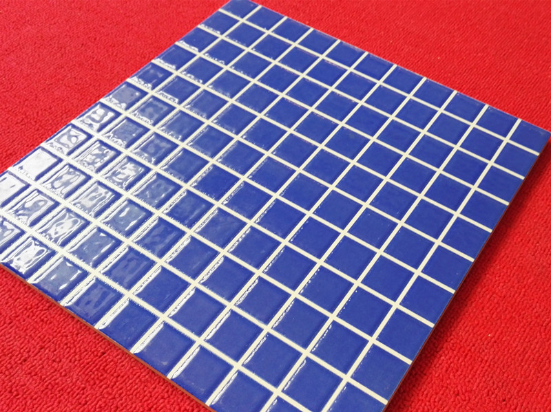 马赛克蓝色格子300x300抛晶砖厨房卫浴地板砖游泳池专用瓷砖地砖壹德