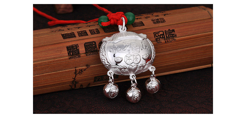 戴福瑞99足银长命锁宝宝纯银锁婴儿小孩锁包平安锁儿童吊坠宝宝