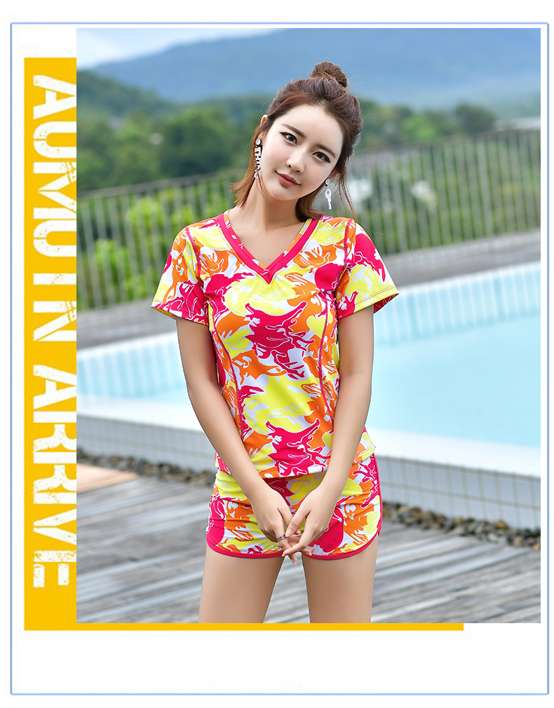 海波特(sea bbot)女士泳衣 2018新款女式游泳衣女保守遮肚显瘦带袖