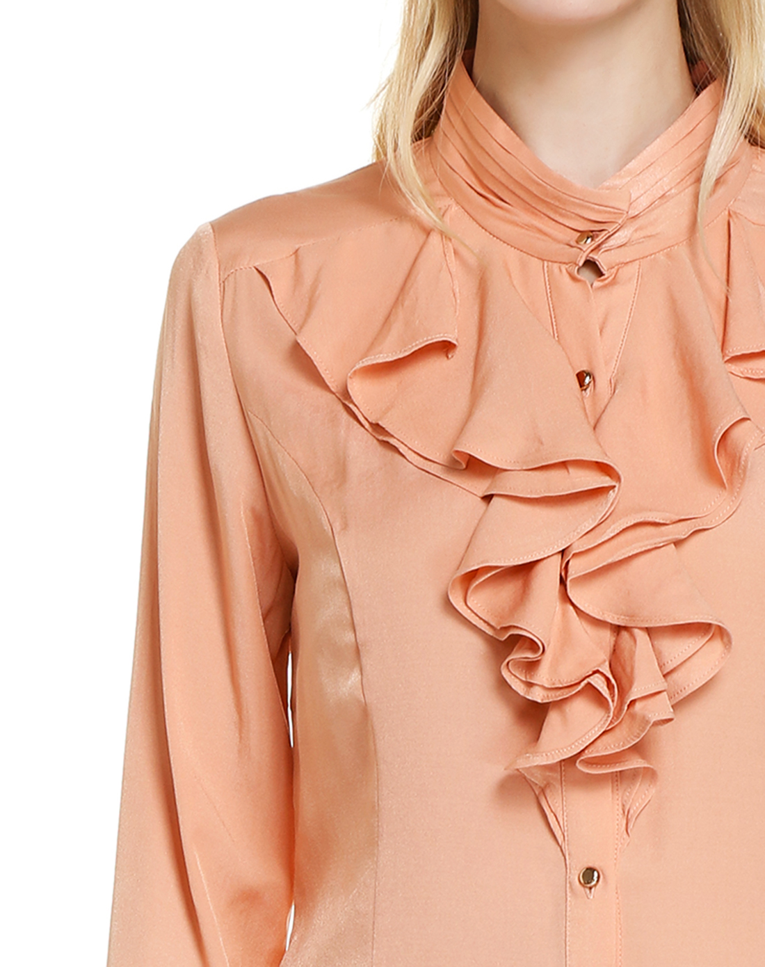 奥伦提oritick气质竖领长袖衬衫