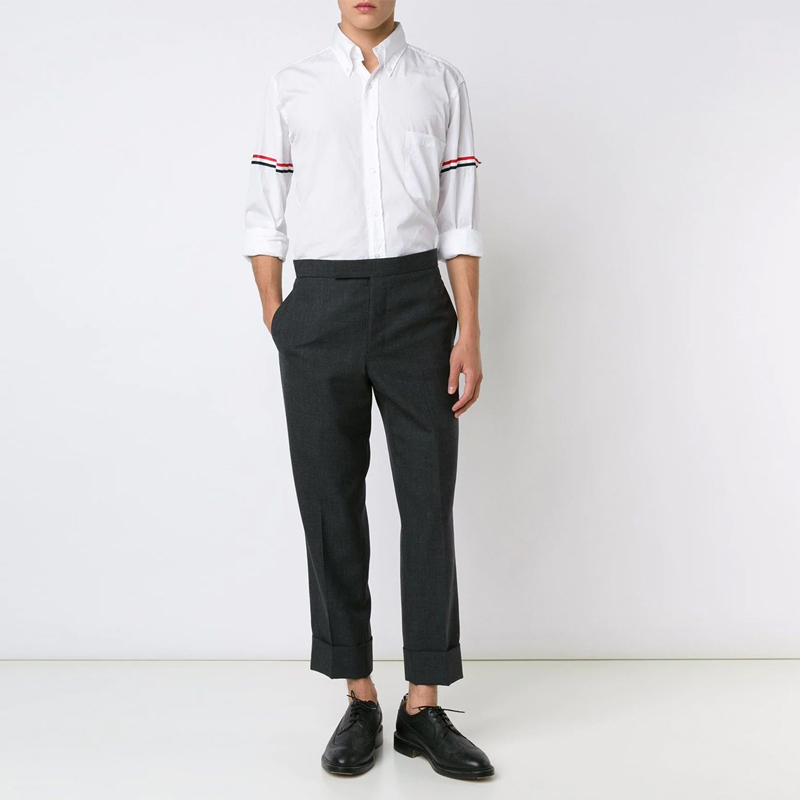 thom browne全棉牛津布双臂三色杠罗缎装饰男士长袖衬衫mwl150e