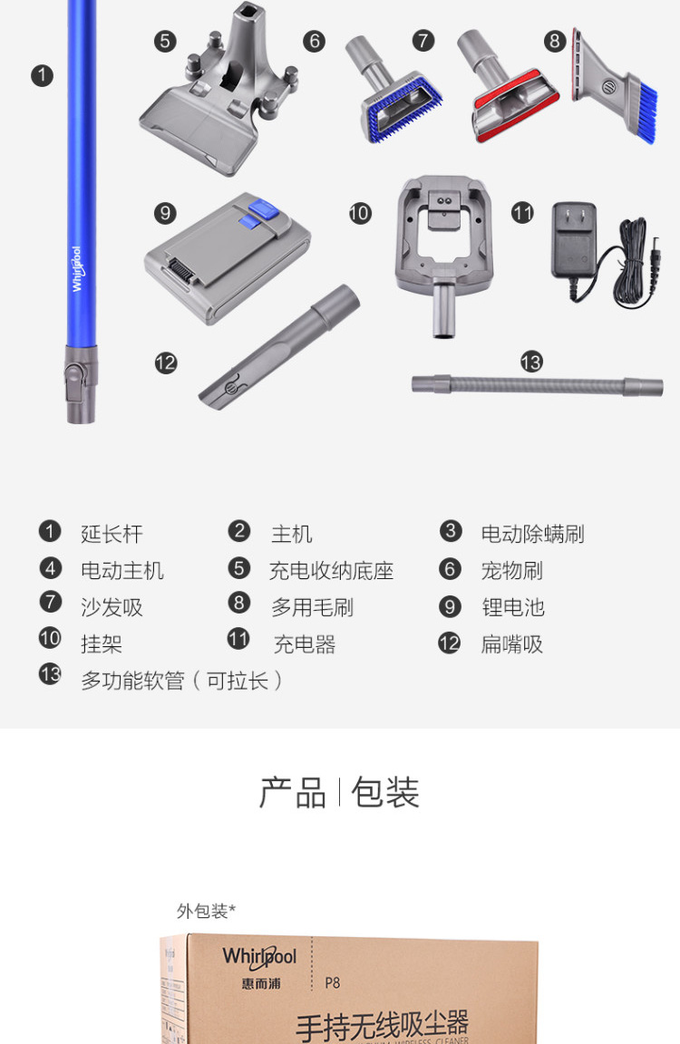 【苏宁专供】惠而浦无线吸尘器P8配件充电器