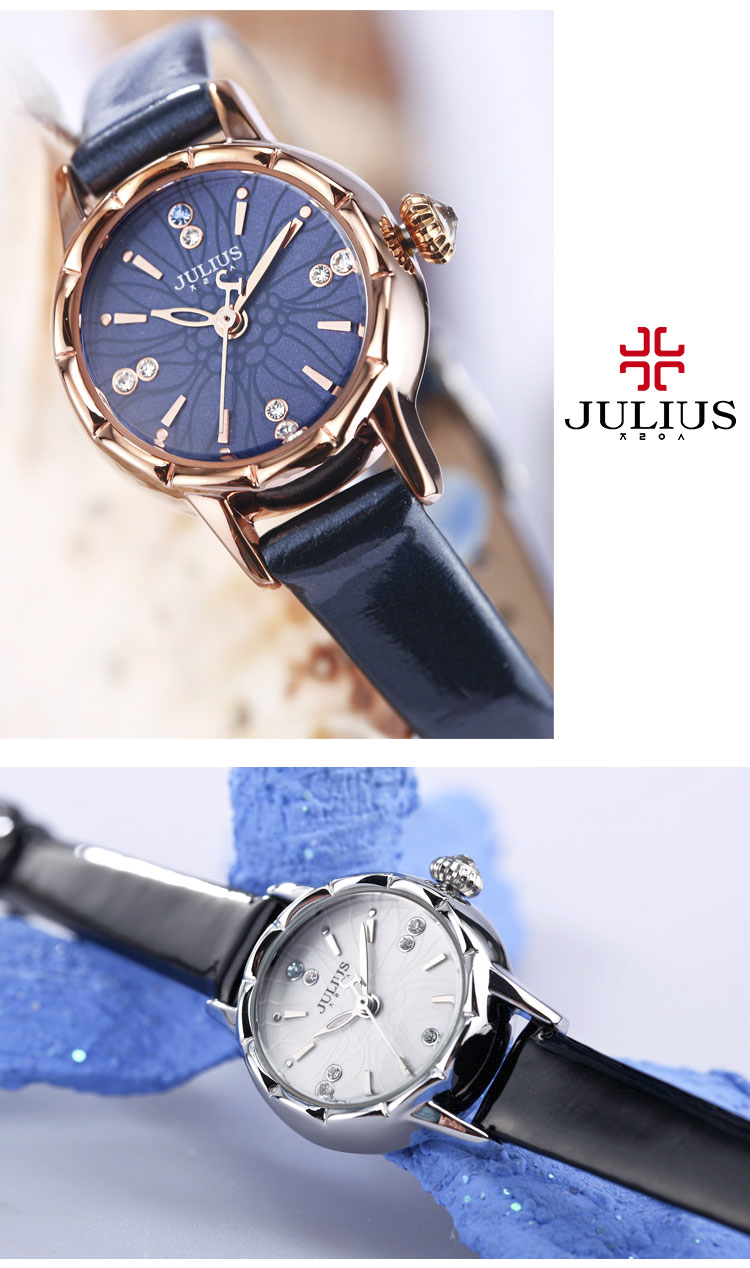 julius旗舰店韩国花纹表盘明星同款时尚潮流石英手表女小表ja908