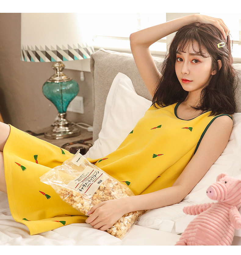 俞兆林纯棉睡衣女夏季少女吊带背心睡裙韩版宽松大码家居服可外穿