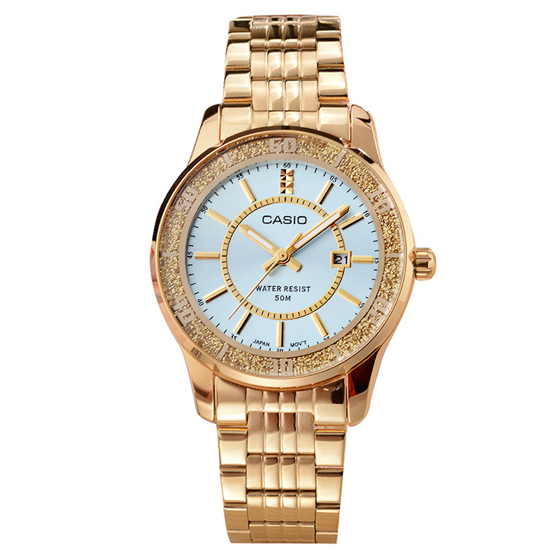卡西欧casio女表新款指针系列简约时尚商务女士石英手表真皮带