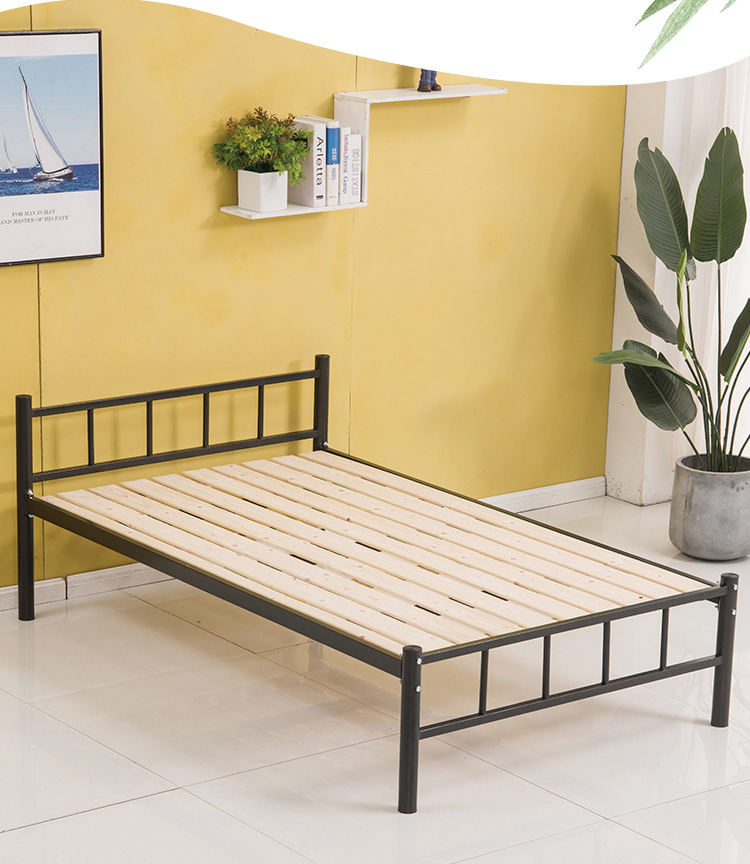 一鹏床铁艺木板床单层员工宿舍床成人公寓床木板床