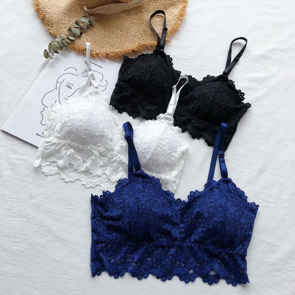 美背带背心女裹胸性感蕾丝交叉带抹胸内衣夏学生防走光少女文胸黑色