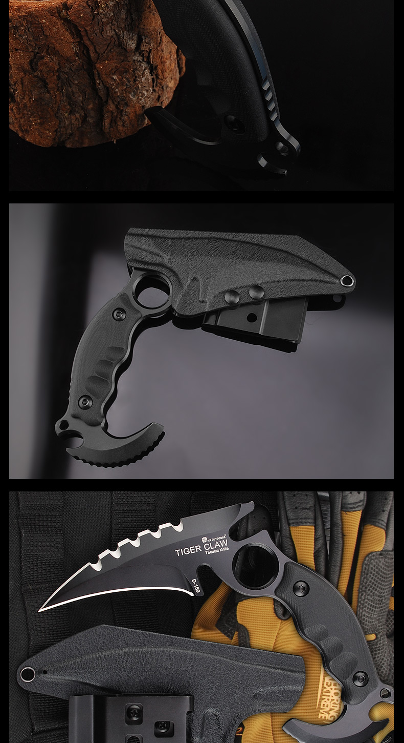 西户户外刀汉道虎爪d2钢战术高硬度直刀野外防身求生军刀随身刀具户外