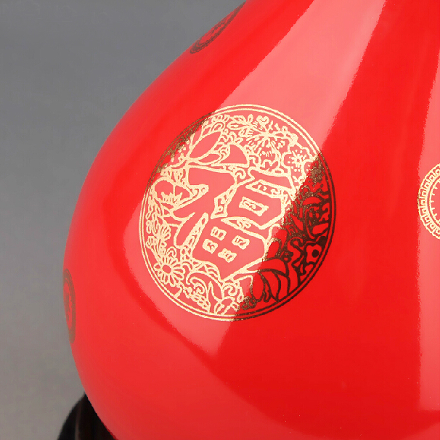 新款景德镇陶瓷器中国红描金福字小号花瓶摆设玉壶春不含底座时尚家饰