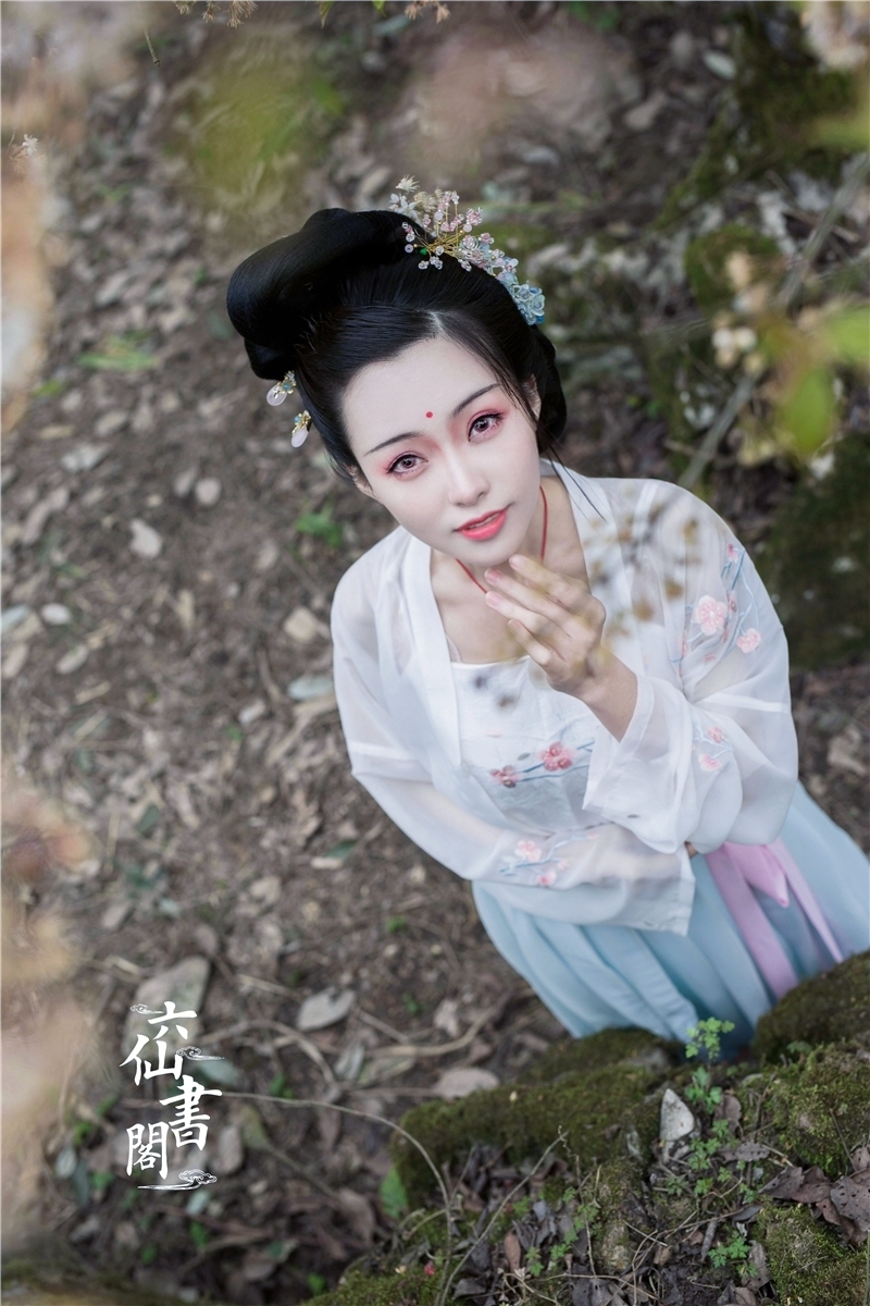 薇姬桑妮刺绣桃花对襟齐腰襦裙汉服仙女中国风复古文艺气质小清新古装