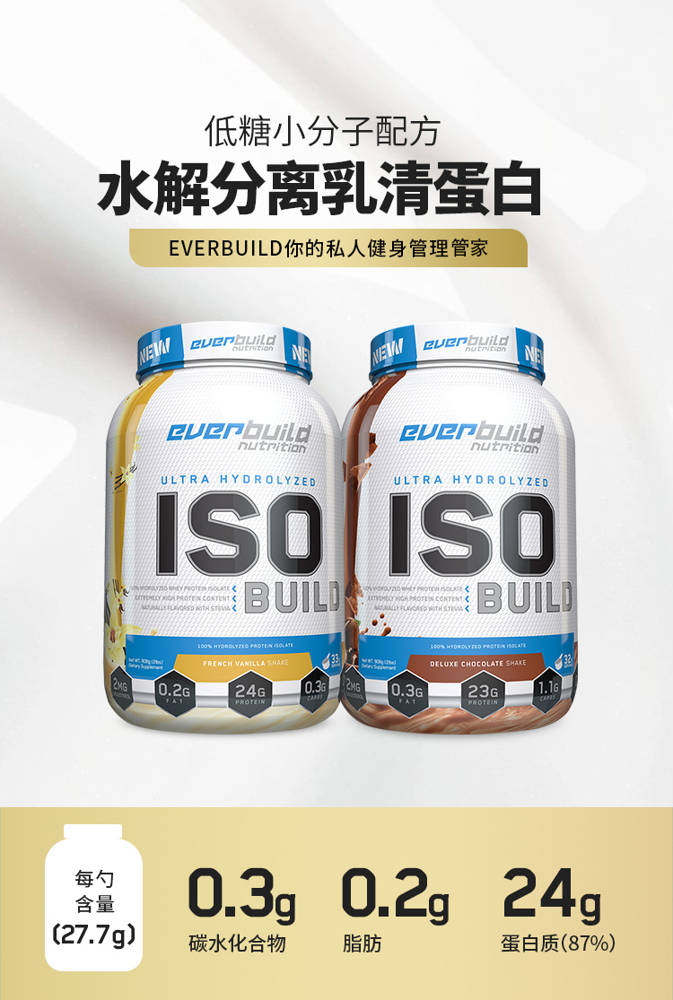eb健型everbuild零致水解分离乳清蛋白粉增i肌粉iso蛋白粉健身2磅香草