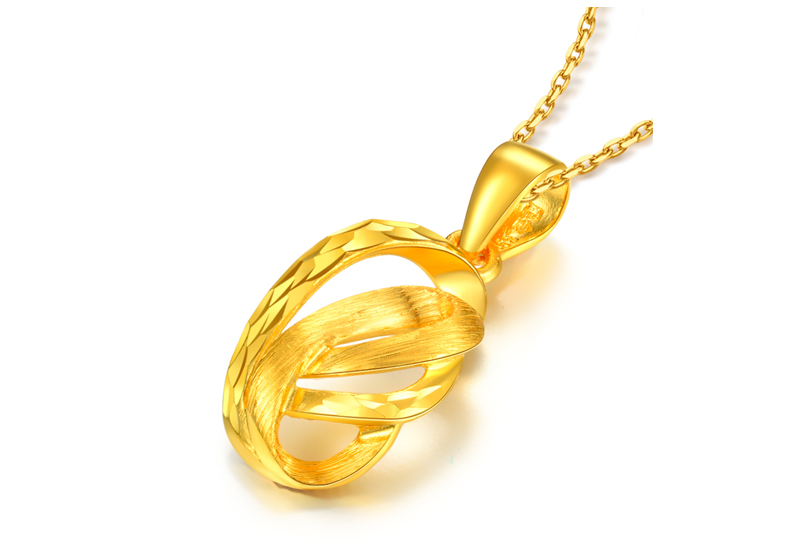 萃华金店 黄金吊坠 闪亮系列 足金时尚别致吊坠 约1.56克