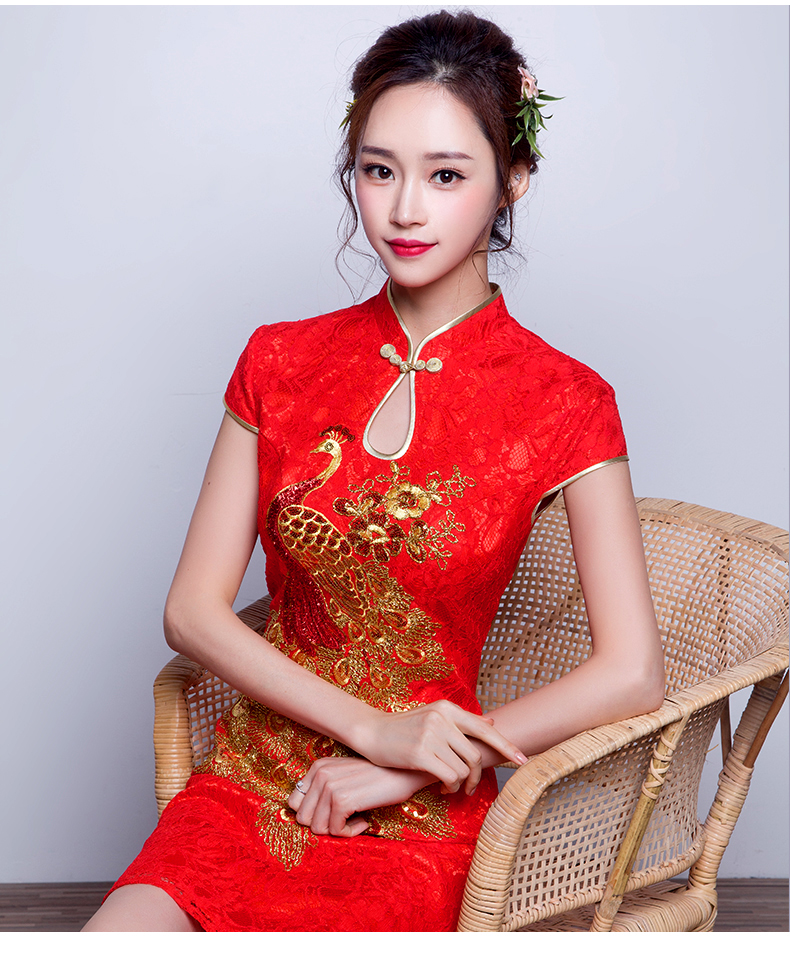 818款敬酒服旗袍2020新款红色短款中国风新娘中式礼服结婚衣服女回门