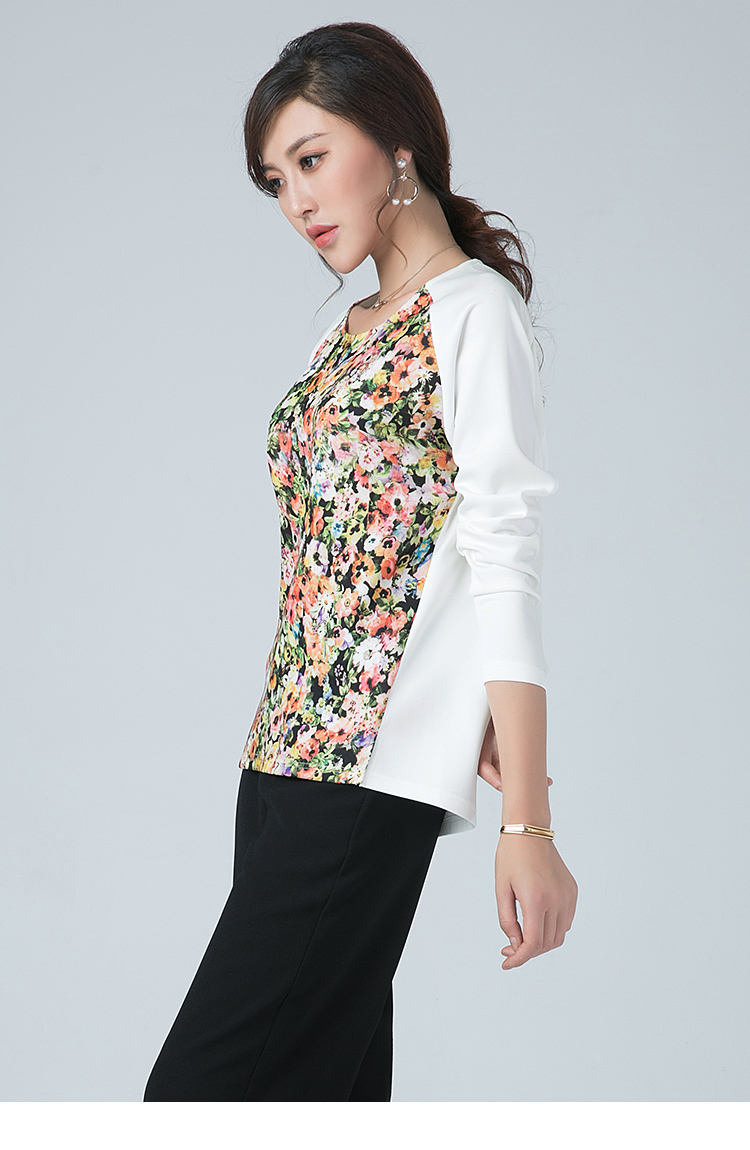 逸阳逸阳清拼接花色打底衫