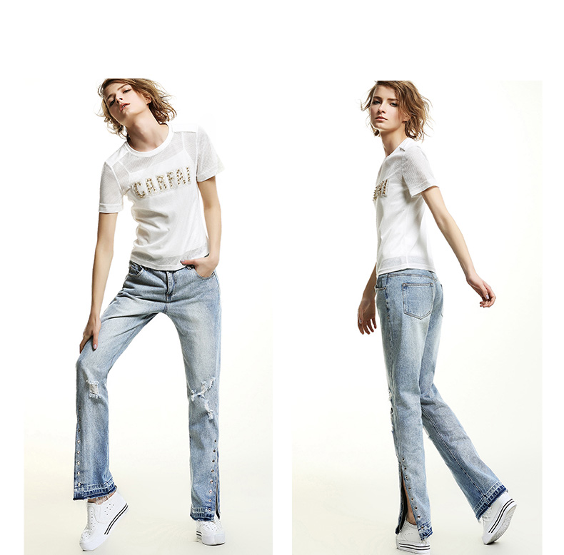 zk2018夏装新款女装衣服百搭修身圆领镂空字母短袖t恤韩版上衣fb