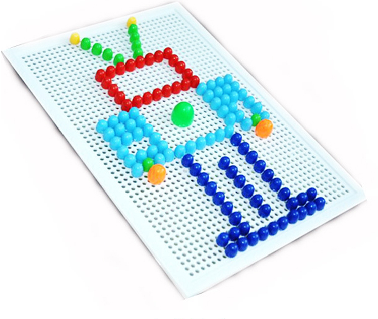 创意蘑菇钉拼插板组合蘑菇丁拼图 儿童插珠启蒙益智玩具宝宝3-4-6-7岁