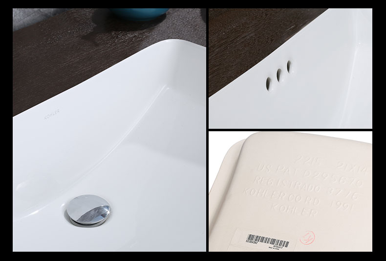 苏宁自营科勒拉蒂娜台下盆陶瓷方形嵌入式洗手盆台盆