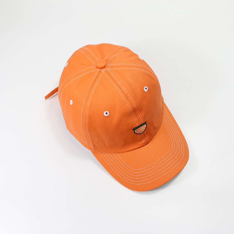 七斓帽子 七斓桔色鸭舌帽子男女街头潮人橘色棒球帽
