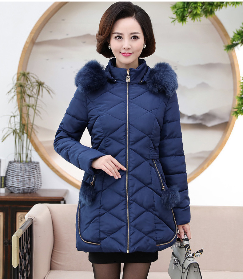 中老年女冬装棉衣外套冬天保暖妈妈中长款羽绒棉服加厚棉袄40岁50