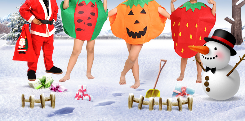 圣诞服儿童水果蔬菜演出服环保衣服儿童手工亲子走秀动物服装