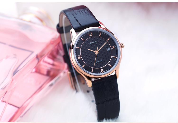 自营rhine莱茵手表皮带时尚系列超薄防水石英情侣表89121