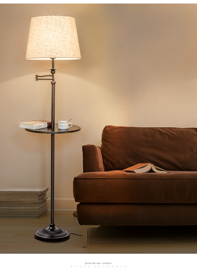 北欧遥控落地灯简约现代客厅卧室书房立式置物托盘落地台灯茶几灯