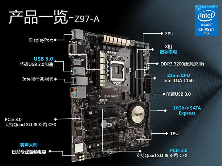 asus华硕z97a主板intelz97lga1150