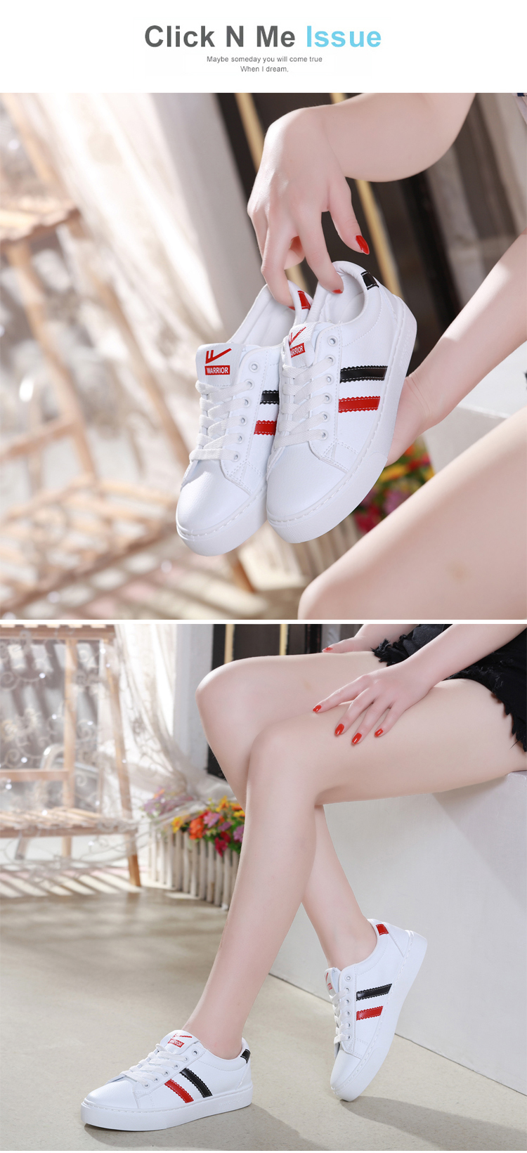 回力warrior小白鞋女春秋季新款低帮系带白鞋百搭平底板鞋学生鞋休闲