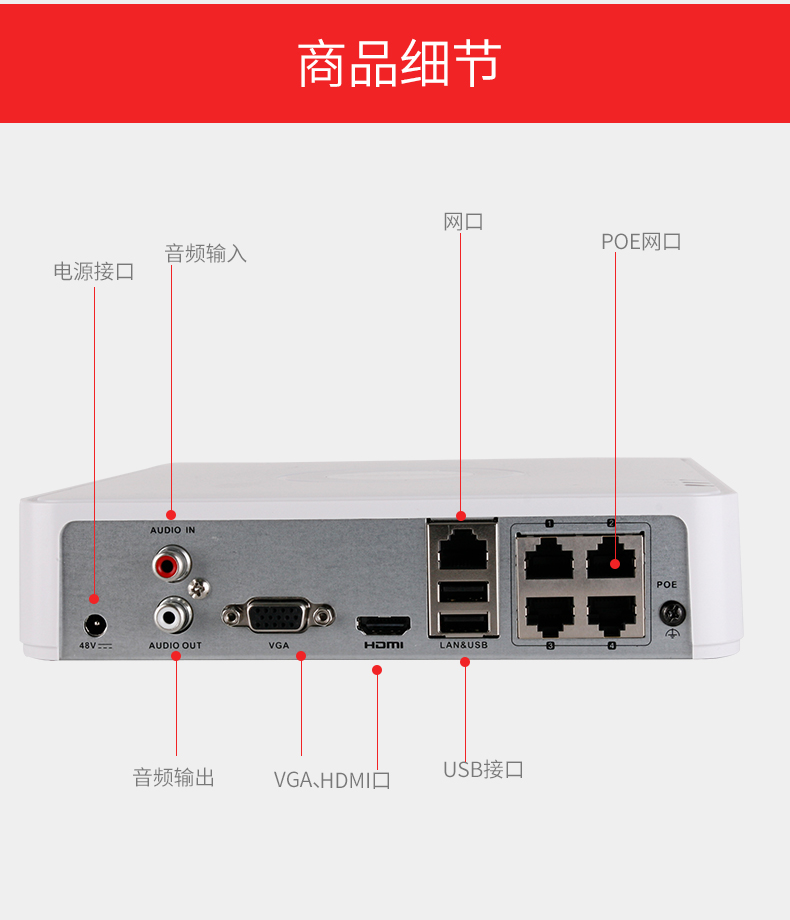 以海康原厂清单为准:录像机,电源,网线,硬盘螺丝,说明书,鼠标只能接h.