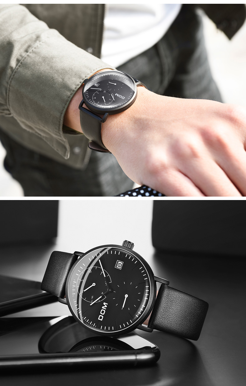 多姆(dom)男士手表男韩版潮流时尚简约男士手表休闲多功能运动石英表
