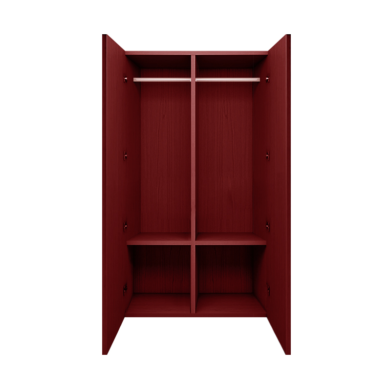 规格8050180单位cm颜色酒红色2门木衣柜简约现代卧室木质组装柜送货
