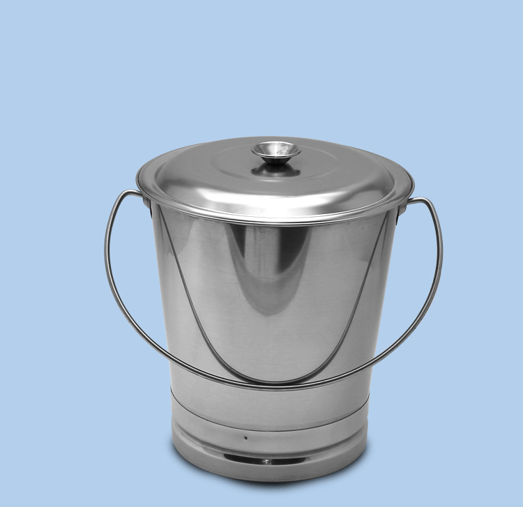 不锈钢水桶加厚带盖斜提圆形水桶户外便携洗车斜提桶30x24x26cm