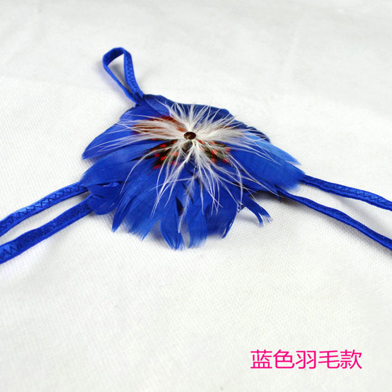 叶子媚女士性感羽毛三点式透明毛毛球系带情趣内衣诱惑套装3818