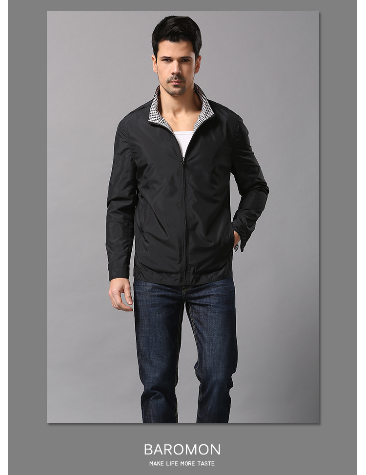 培罗蒙秋冬新款中年男士夹克商务休闲两面穿夹克衫1814j021