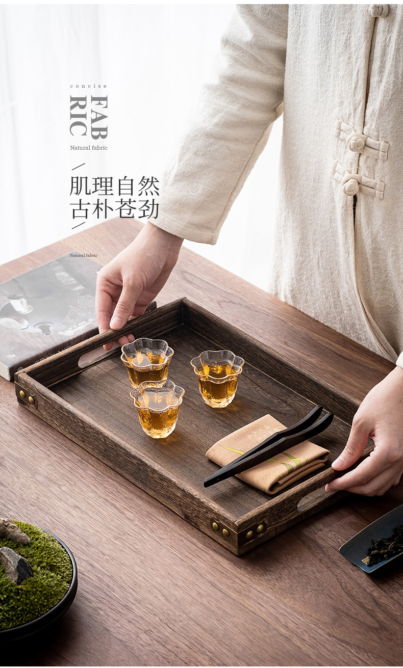 领艺家居器皿 领艺 优选烧桐木茶盘长方形茶托盘干泡盘家用小号功夫茶