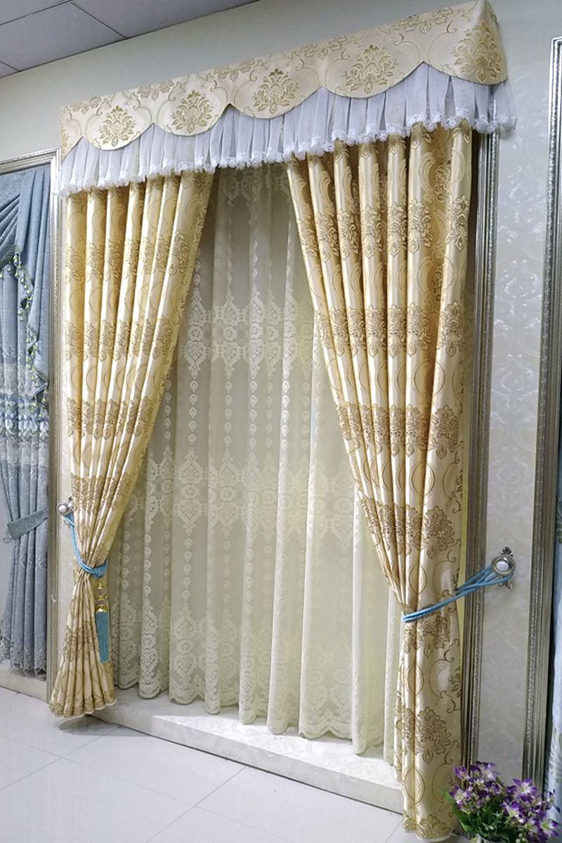 兰眉窗帘/窗纱 新品客厅卧室定制窗帘布欧式帘头窗幔现代提花成品高档