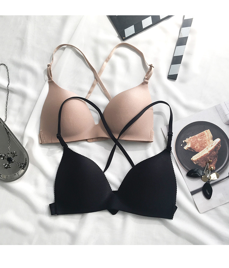 新款式jhxc露美背无钢圈隐形文胸后背t型露背聚拢内衣纯色v领性感抹胸