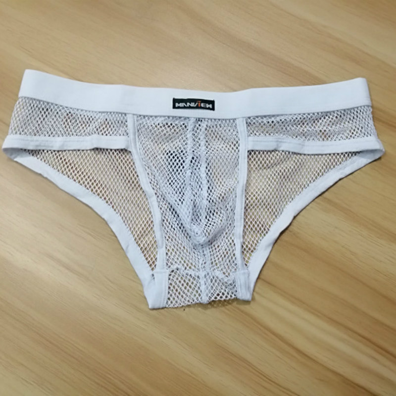 透明网纱内裤男透气夏季露jju凸囊袋肤色平角裤男士网眼裤头肤色m90