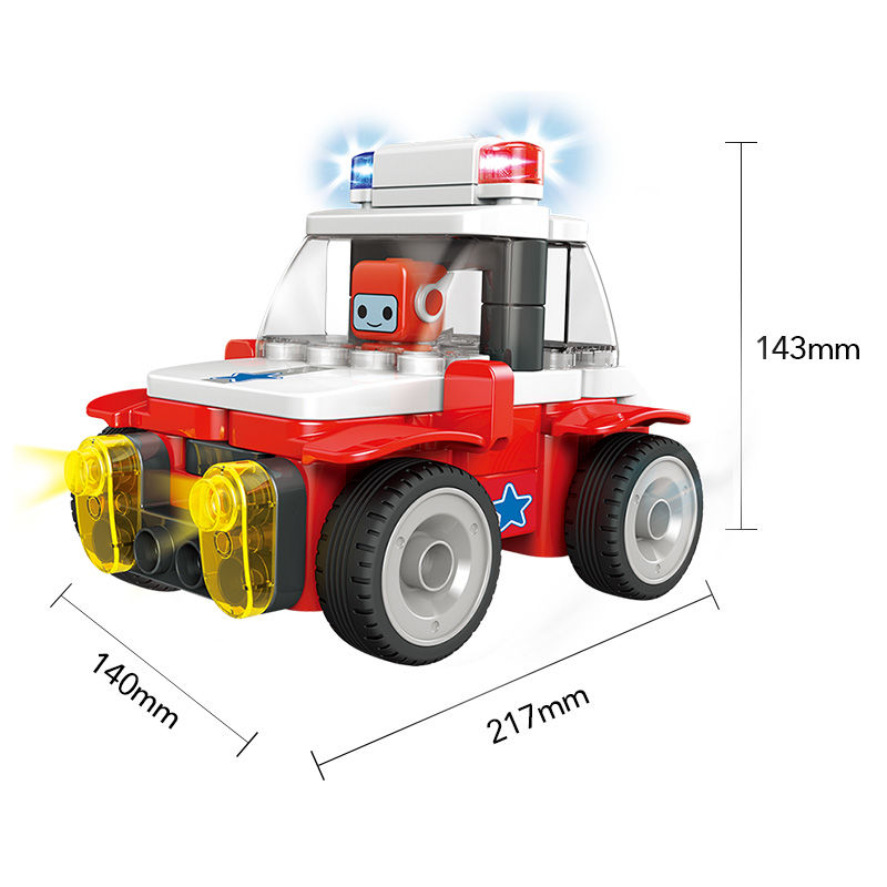 百变布鲁可百变警车布鲁克玩具男孩女孩儿童益智大颗粒积木