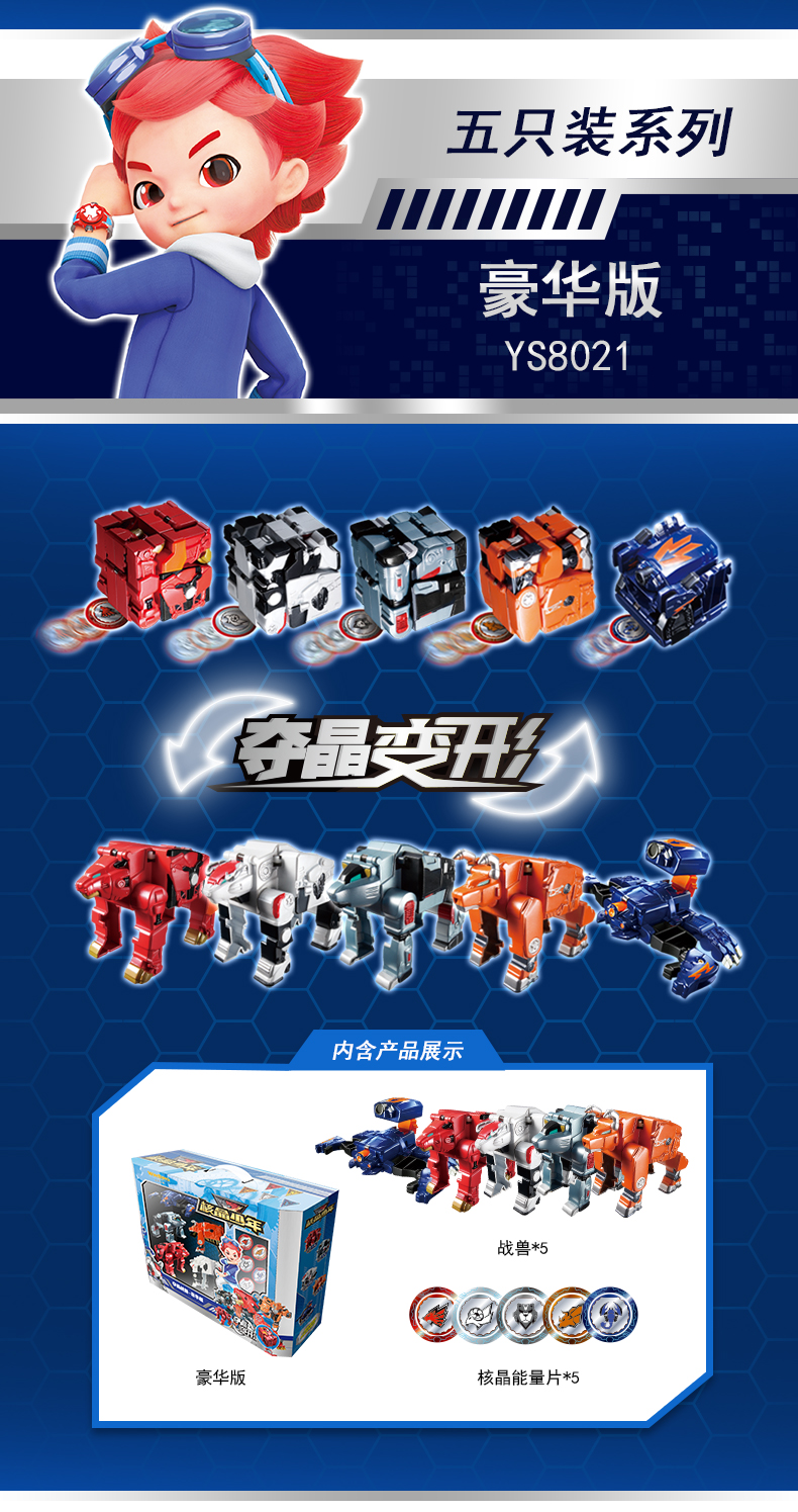 正版核晶少年玩具合金自动合体战兽环手表夺晶变形机器人套装儿童夺晶