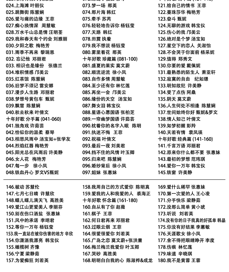 十年好歌女人篇国粤语经典老歌青春恋曲dvd高清mv汽车载u盘歌曲