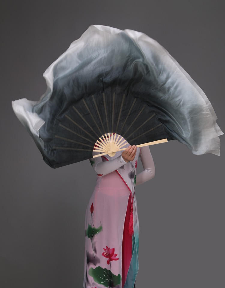 赢夫人(mrs win)降温用品 舞蹈扇子跳舞扇真丝水墨书韵舞蹈扇加长大