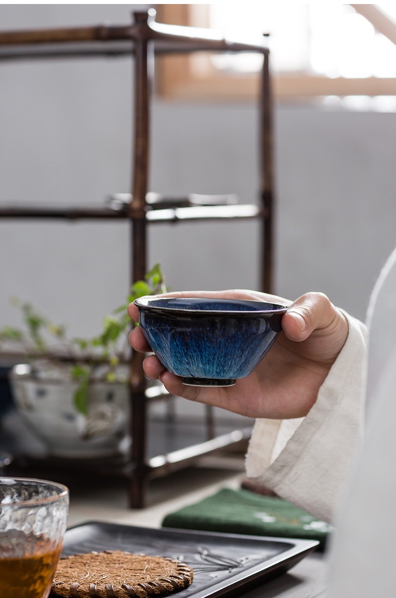 鼎亨 内胆银杯子天目建盏品茗茶杯陶瓷主人杯单杯镶银茶盏碗