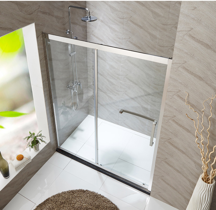 艾戈恋家淋浴房304不锈钢钢化玻璃移门式淋浴房隔断门一字形淋浴房