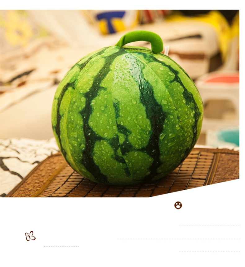 中天乐毛绒玩具仿真绿西瓜抱枕公仔 球形西瓜儿童水果道具 创意礼物